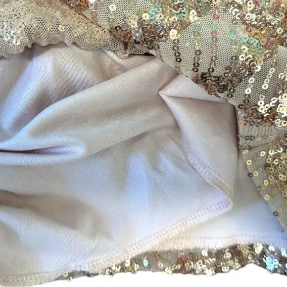 Emerald Sundae Gold Beige V-Wire Sequined Bodycon Dress Size Large - Picture 10 of 15